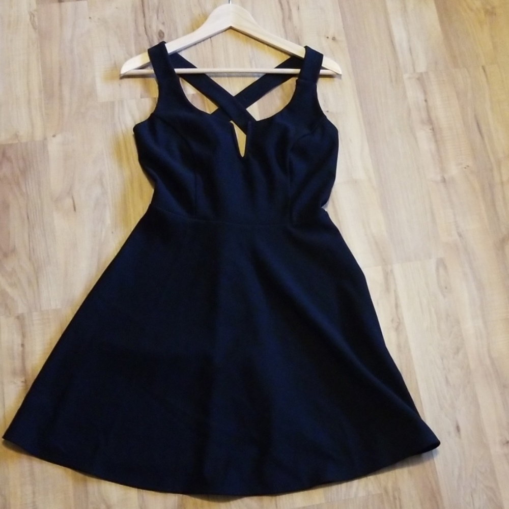 Black skater, cross-back dress